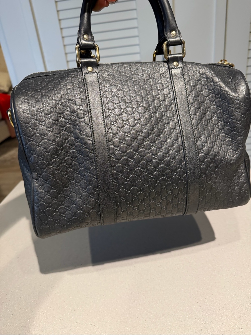 Gucci Black Embossed Leather Top-Handle Tote - Picture 8 of 17